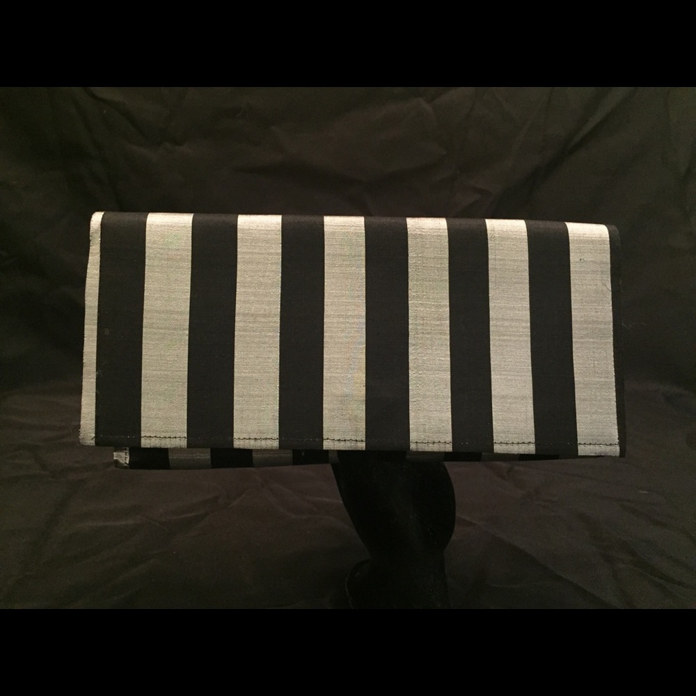 Black and silver Cambodian silk clutch